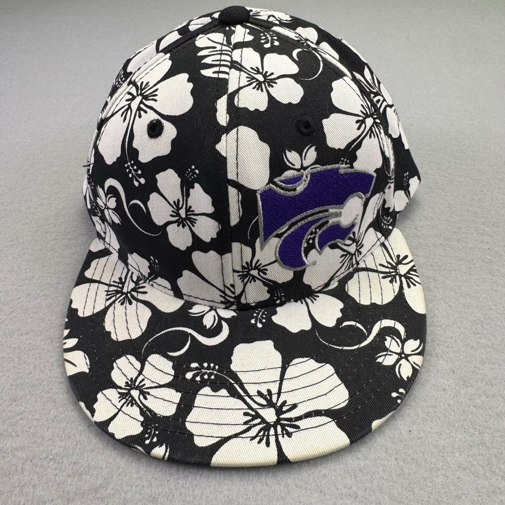 Kansas State Wildcats Floral Snapback Hat Black‎ White Decky K-State Cap